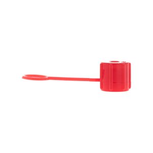 Male Luer Cap with Strap Red
