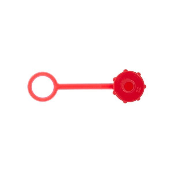 Male Luer Cap with Strap Red