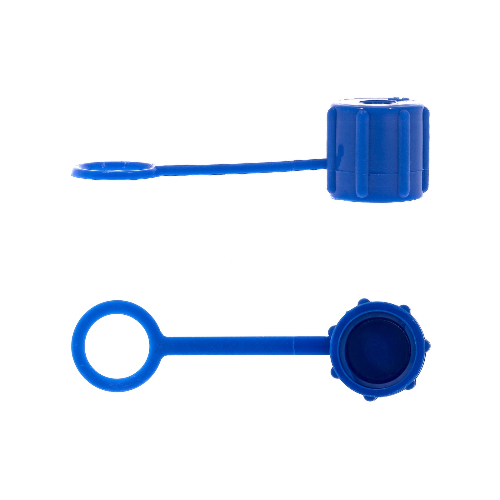 Male Luer Cap with Strap - Without Cone Blue