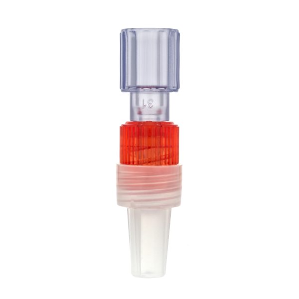 Rotating Male Luer Lock Connector Red with Cap
